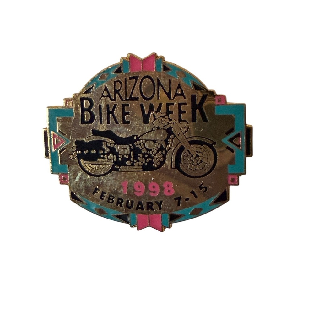 Vintage 1998 Arizona Bike Week Pin Motorcycle Biker Southwest Gold Tone